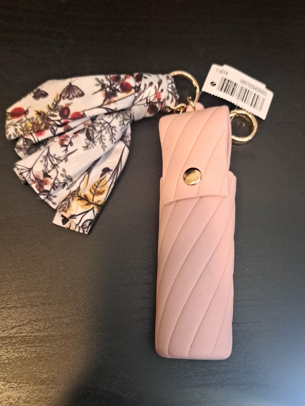 Bath & Body Works Pink Quilted Hand Sanitizer Spray Holder with Floral Scarf